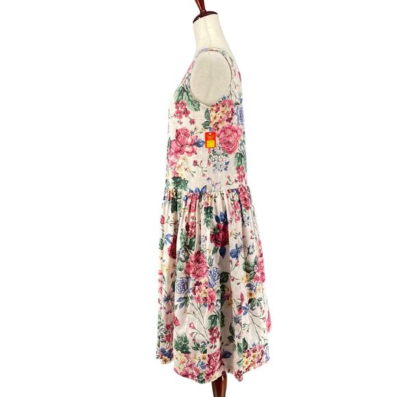 Vtg 80s 90s NOS Brights Creek Cottage Garden Midi Dress Romantic Boho M? Floral - Picture 4 of 15